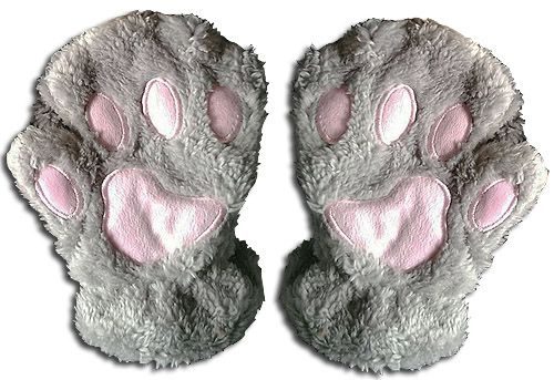 Miscellaneous | Gray Paw | Plush Fingerless Gloves