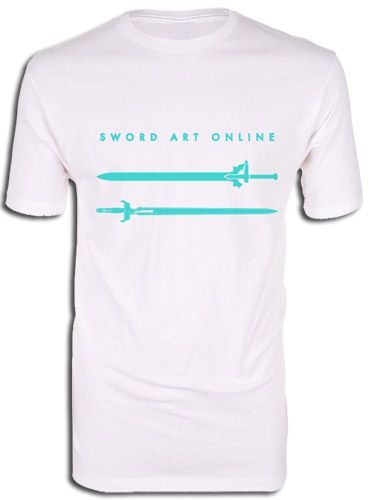 Sword Art Online - Kirito & Asuna Swords White Men'S Screen Print T-Shirt S