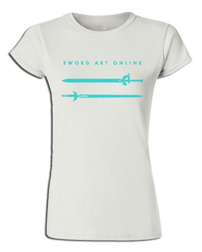 Sword Art Online - Asuna & Kirito'S Swords White Jrs. Screen Print T-Shirt Xxl