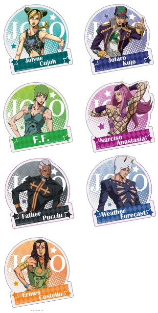 Jojo S5 Stone Ocean - Group Character Rhombus Line Background Transparent Sticker Set