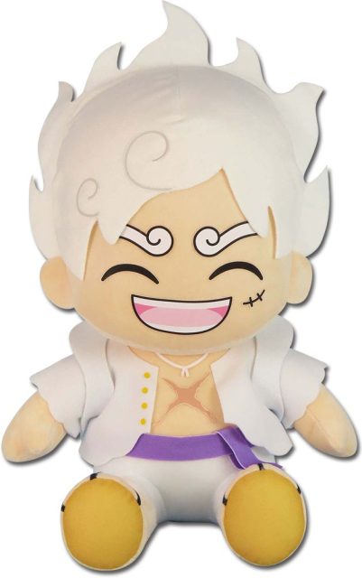One Piece - Luffy Gear 5 Laughing Sitting Pose Plush 12″
