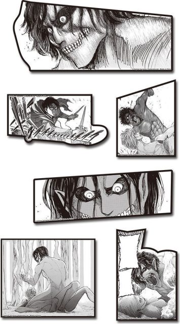 Attack On Titan (Manga) - Vol. 07: Female Titan Arc | Forest Battle Montage | 6-Pc Die-Cut Sticker Set