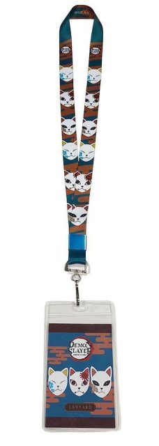 Demon Slayer | Makomo, Tanjiro, & Sabito's Kitsune Masks | Dark Color Lanyard