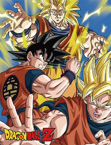 Dragon Ball Z - Goku, Super Saiyan Goku And Super Saiyan 3 Goku Sublimation Throw Blanket