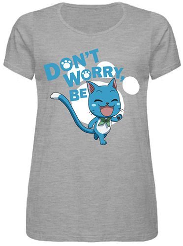 Fairy Tail | ″Don't Worry Be Happy″ | Plus-Size Gray T-Shirt