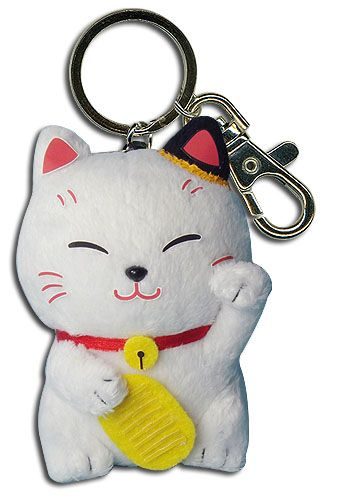 Lucky Cat Plush Keychain 3″H