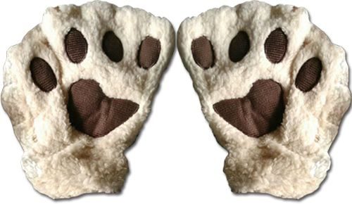Great Eastern - Beige Paw Fingerless Plush Pr Gloves